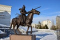 Astana / Kazakhstan - Monument featuring a historical Kazakh warrior