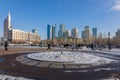 Modern city of Astana. Beautiful towers, glass skyscrapers and architecture of future in urban life