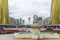 ASTANA, KAZAKHSTAN - SEPTEMBER 13, 2017: The construction of glass and concrete on the main square, called the golden Royalty Free Stock Photo