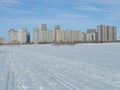 Residential quarter near the park in Astana Royalty Free Stock Photo