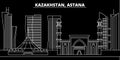 Astana silhouette skyline. Kazakhstan - Astana vector city, kazakh linear architecture, buildings. Astana travel
