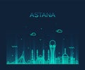 Astana skyline city Kazakhstan vector linear style