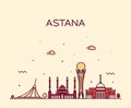 Astana skyline, Kazakhstan. vector linear style