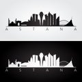 Astana skyline and landmarks silhouette Royalty Free Stock Photo