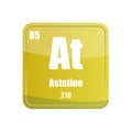 Astatine chemical element. Atomic number eighty five. Yellow gold Vector tile. Periodic table square. Royalty Free Stock Photo