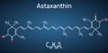 Astaxanthin is a keto-carotenoid. It belongs to class of chemical terpenes Structural chemical formula and molecule model on