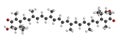 Astaxanthin pigment molecule. Carotenoid responsible for the pink-red color of salmon, lobsters and shrimps. Used as food dye (