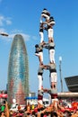 Astellers performing Castells in National Day of Catalonia