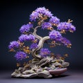 Aster Bonsai: Delicate Purple Tree Sculpture Inspired By Northern China Royalty Free Stock Photo