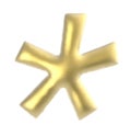 asterik symbol golden edge sliced text isolated - 3d rendering