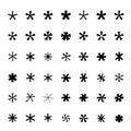 Asterisk (footnote, star) icons set Black icons Vector illustration