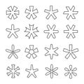 Asterisk line icon set