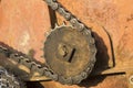 Asterisk and links the drive gear in the rays of bright sunshine Royalty Free Stock Photo