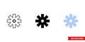 Asterisk symbol icon of 3 types color, black and white, outline. Isolated vector sign symbol.