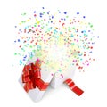 Asterisks fly from the open gift box Royalty Free Stock Photo