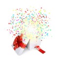 Asterisks fly from the open gift box Royalty Free Stock Photo