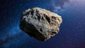 Cosmic Wanderer: Asteroid with Craters in Isolated Darkness Royalty Free Stock Photo