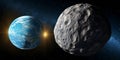 Asteroid Approaching Earth in Galactic Path Royalty Free Stock Photo