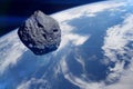 Asteroid approaching planet Earth Royalty Free Stock Photo