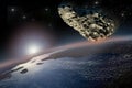 Asteroid closing on Earth Royalty Free Stock Photo