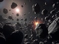 Asteroid Collision in Space: A Dramatic Celestial Event Royalty Free Stock Photo