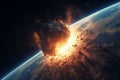 Asteroid earth collision. Generate Ai Royalty Free Stock Photo