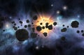 Asteroid field Royalty Free Stock Photo