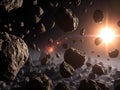 Asteroid Field Collision: A Dramatic Space Debris Scene Royalty Free Stock Photo