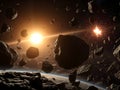 Asteroid Field Collision: A Dramatic Space Event Royalty Free Stock Photo