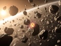 Asteroid Field Collision: A Dramatic Space Event Royalty Free Stock Photo
