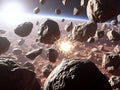 Asteroid Field Collision: A Dramatic Space Event Royalty Free Stock Photo