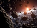 Asteroid Field Collision: A Dramatic Space Rock Encounter Royalty Free Stock Photo