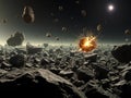 Asteroid Field Collision: A Dramatic Space Rock Impact Royalty Free Stock Photo