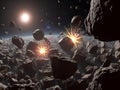 Asteroid Field Collision: A Dramatic Space Rock Impact Royalty Free Stock Photo