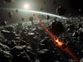Asteroid Field Collision: A Dramatic Space Rock Impact Royalty Free Stock Photo