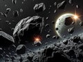 Asteroid Field Collision: A Dramatic Space Scene Royalty Free Stock Photo