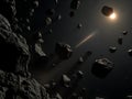 Asteroid Field: A Dangerous Dance Among Space Rocks Royalty Free Stock Photo