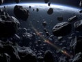 Asteroid Field: A Dangerous Journey Through Space Debris Royalty Free Stock Photo