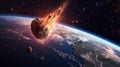 The asteroid flies at high speed near the earth's orbit. Royalty Free Stock Photo