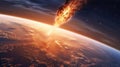 The asteroid flies at high speed near the earth's orbit. Royalty Free Stock Photo