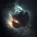 Asteroid flying in space. Generative AI Royalty Free Stock Photo