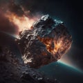 Asteroid flying in space. Generative AI Royalty Free Stock Photo