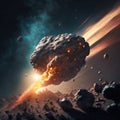 Asteroid flying in space. Generative AI Royalty Free Stock Photo