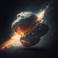 Asteroid flying in space. Generative AI