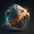 Asteroid flying in space. Generative AI