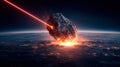 Asteroid Impact with Earth Causing a Catastrophic Explosion from Space Royalty Free Stock Photo