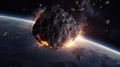 Asteroid Impact On Earth - Meteor In Collision - elements of this image furnished by NASA, generative ai Royalty Free Stock Photo