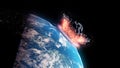 An asteroid impacts earth Royalty Free Stock Photo