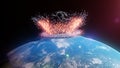 an asteroid impacts earth Royalty Free Stock Photo