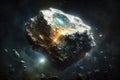 Asteroid made of diamonds in deep space illustration generative ai